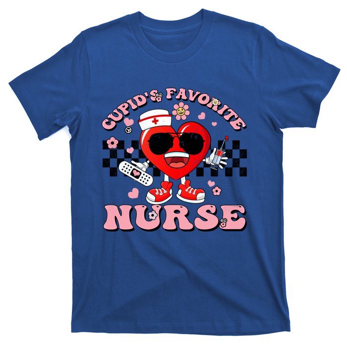 Cupids Favorite Nurse Cute Heart Valentines Nurses Groovy Gift T-Shirt