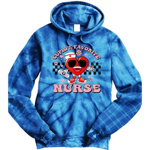 Cupids Favorite Nurse Cute Heart Valentines Nurses Groovy Gift Tie Dye Hoodie