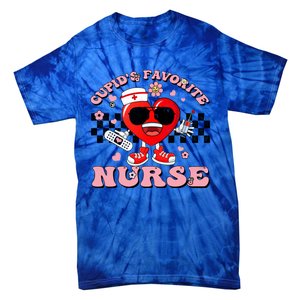 Cupids Favorite Nurse Cute Heart Valentines Nurses Groovy Gift Tie-Dye T-Shirt