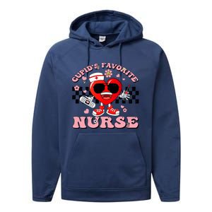 Cupids Favorite Nurse Cute Heart Valentines Nurses Groovy Gift Performance Fleece Hoodie