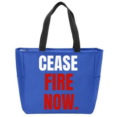 Cease fire Now. Zip Tote Bag