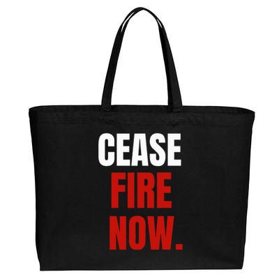 Cease fire Now. Cotton Canvas Jumbo Tote