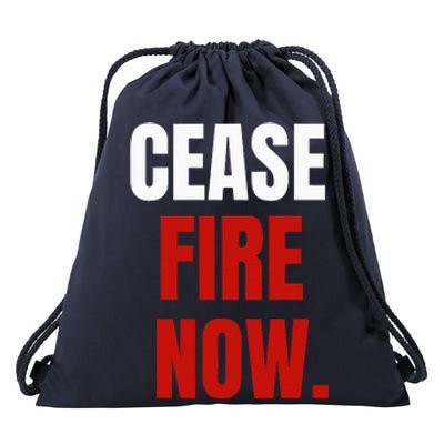 Cease fire Now. Drawstring Bag