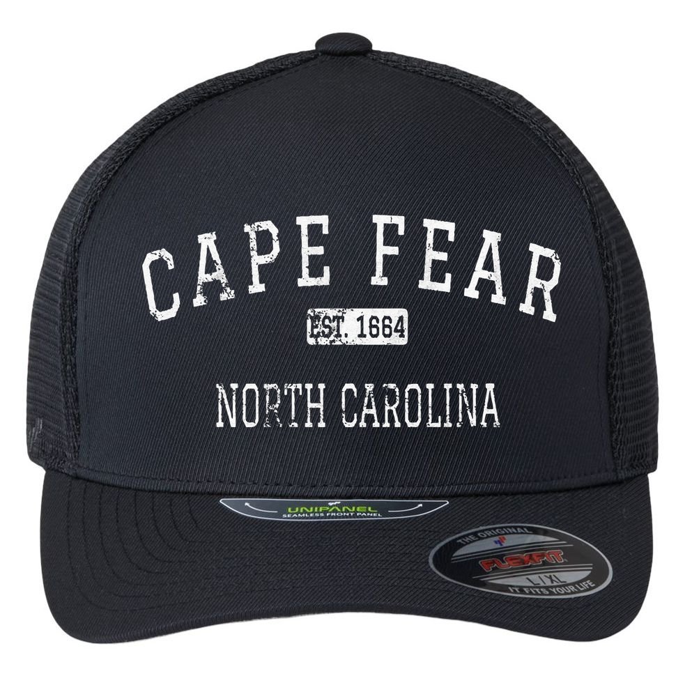 Cape Fear North Carolina Chatham County NC Vintage Flexfit Unipanel Trucker Cap