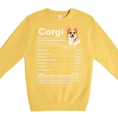 Corgi Facts Nutrition Funny Cardigan Pembroke Mama Dog Premium Crewneck Sweatshirt