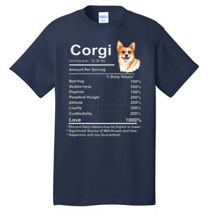 Corgi Facts Nutrition Funny Cardigan Pembroke Mama Dog Tall T-Shirt