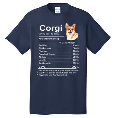 Corgi Facts Nutrition Funny Cardigan Pembroke Mama Dog Tall T-Shirt