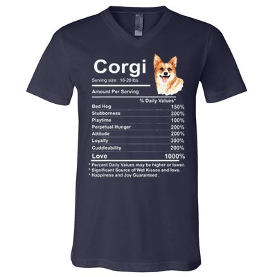 Corgi Facts Nutrition Funny Cardigan Pembroke Mama Dog V-Neck T-Shirt