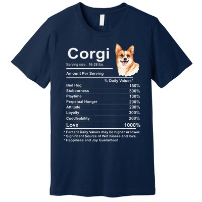 Corgi Facts Nutrition Funny Cardigan Pembroke Mama Dog Premium T-Shirt