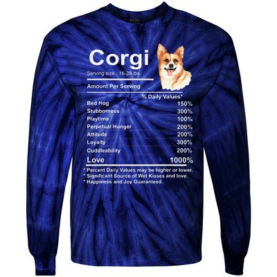 Corgi Facts Nutrition Funny Cardigan Pembroke Mama Dog Tie-Dye Long Sleeve Shirt