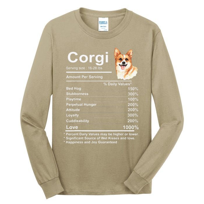 Corgi Facts Nutrition Funny Cardigan Pembroke Mama Dog Tall Long Sleeve T-Shirt