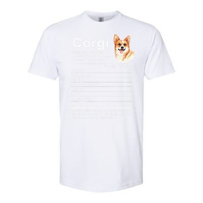 Corgi Facts Nutrition Funny Cardigan Pembroke Mama Dog Softstyle CVC T-Shirt