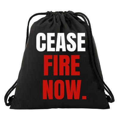 Cease fire Now. Drawstring Bag