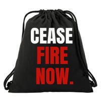Cease fire Now. Drawstring Bag