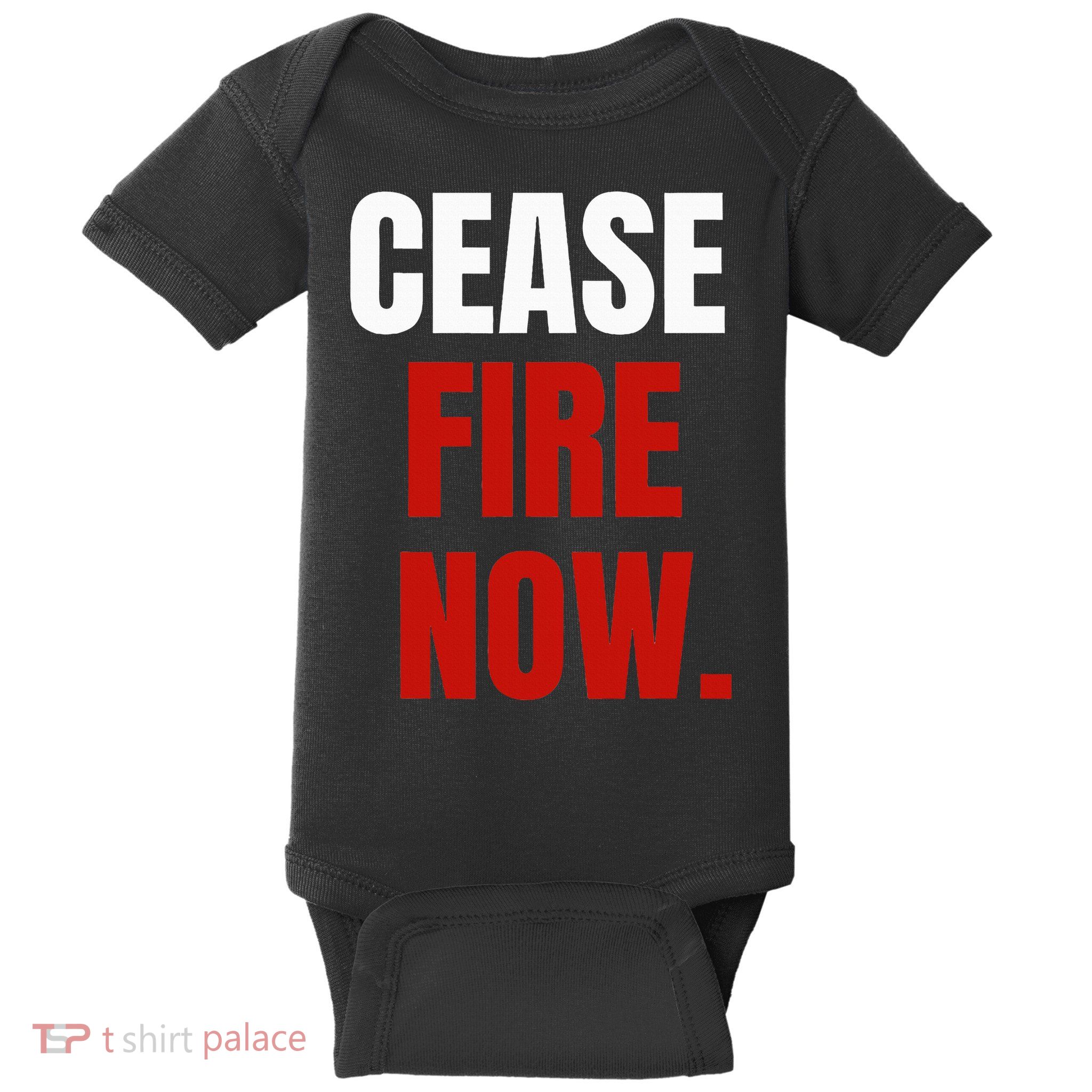 Cease fire Now. Baby Bodysuit