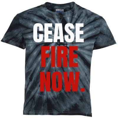 Cease fire Now. Kids Tie-Dye T-Shirt