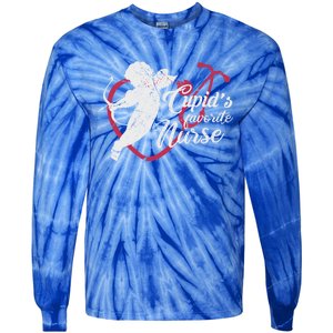 Cupid's Favorite Nurse Funny Gift Valentines Day Cool Gift Tie-Dye Long Sleeve Shirt