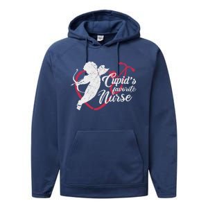 Cupid's Favorite Nurse Funny Gift Valentines Day Cool Gift Performance Fleece Hoodie