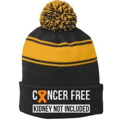 Cancer Free Not Included Kidney Cancer Awareness Stripe Pom Pom Beanie