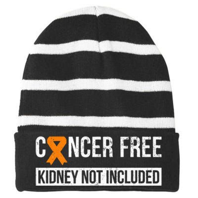 Cancer Free Not Included Kidney Cancer Awareness Striped Beanie with Solid Band