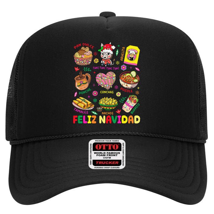 Christmas Feliz Navidad Tis The Season Mexican Food Funny Gift High Crown Mesh Back Trucker Hat