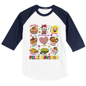 Christmas Feliz Navidad Tis The Season Mexican Food Funny Gift Baseball Sleeve Shirt