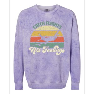 Catch Flights Not Feelings Retro Style Colorblast Crewneck Sweatshirt