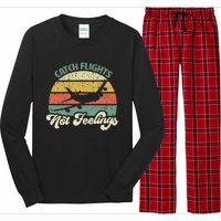 Catch Flights Not Feelings Retro Style Long Sleeve Pajama Set