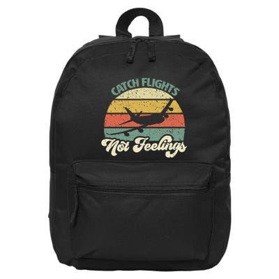 Catch Flights Not Feelings Retro Style 16 in Basic Backpack