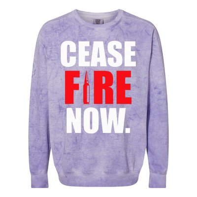 Cease fire Now Colorblast Crewneck Sweatshirt