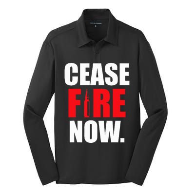 Cease fire Now Silk Touch Performance Long Sleeve Polo