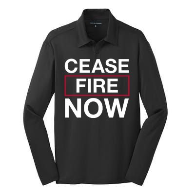 Cease Fire Now Silk Touch Performance Long Sleeve Polo