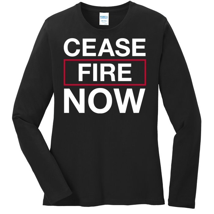 Cease Fire Now Ladies Long Sleeve Shirt