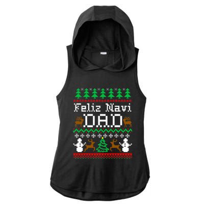 Christmas Feliz Navi Dad Ugly Sweater Reindeer Ladies PosiCharge Tri-Blend Wicking Draft Hoodie Tank