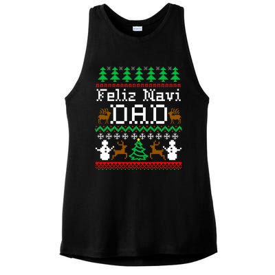 Christmas Feliz Navi Dad Ugly Sweater Reindeer Ladies PosiCharge Tri-Blend Wicking Tank