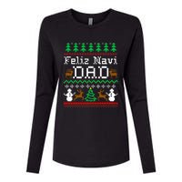 Christmas Feliz Navi Dad Ugly Sweater Reindeer Womens Cotton Relaxed Long Sleeve T-Shirt