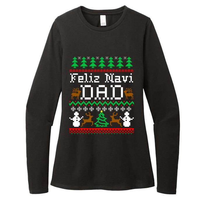 Christmas Feliz Navi Dad Ugly Sweater Reindeer Womens CVC Long Sleeve Shirt