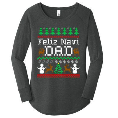 Christmas Feliz Navi Dad Ugly Sweater Reindeer Women's Perfect Tri Tunic Long Sleeve Shirt