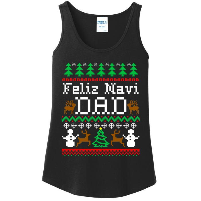 Christmas Feliz Navi Dad Ugly Sweater Reindeer Ladies Essential Tank