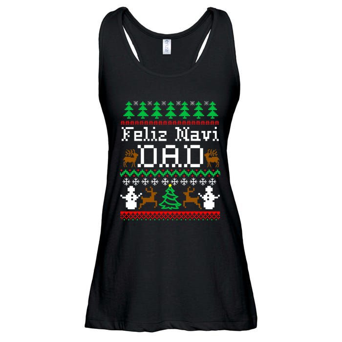 Christmas Feliz Navi Dad Ugly Sweater Reindeer Ladies Essential Flowy Tank