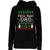 Christmas Feliz Navi Dad Ugly Sweater Reindeer Womens Funnel Neck Pullover Hood