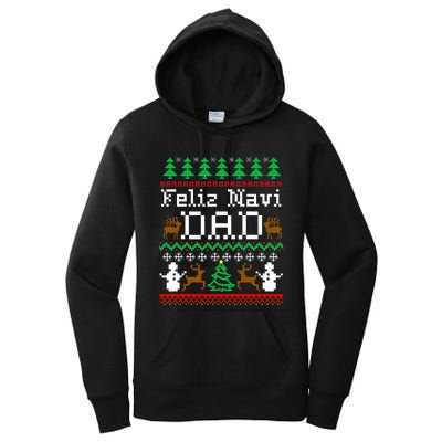 Christmas Feliz Navi Dad Ugly Sweater Reindeer Women's Pullover Hoodie