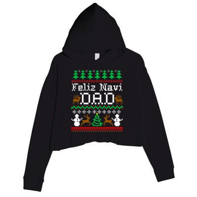 Christmas Feliz Navi Dad Ugly Sweater Reindeer Crop Fleece Hoodie