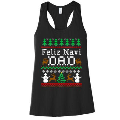 Christmas Feliz Navi Dad Ugly Sweater Reindeer Women's Racerback Tank