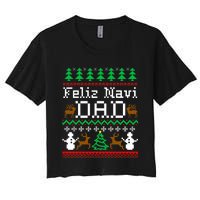 Christmas Feliz Navi Dad Ugly Sweater Reindeer Women's Crop Top Tee