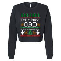 Christmas Feliz Navi Dad Ugly Sweater Reindeer Cropped Pullover Crew