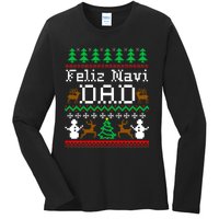 Christmas Feliz Navi Dad Ugly Sweater Reindeer Ladies Long Sleeve Shirt