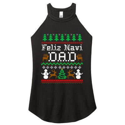 Christmas Feliz Navi Dad Ugly Sweater Reindeer Women's Perfect Tri Rocker Tank