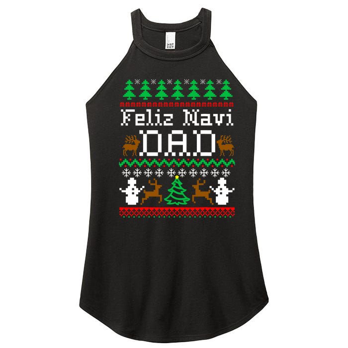 Christmas Feliz Navi Dad Ugly Sweater Reindeer Women's Perfect Tri Rocker Tank