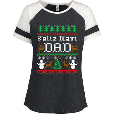 Christmas Feliz Navi Dad Ugly Sweater Reindeer Enza Ladies Jersey Colorblock Tee